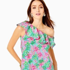 Lilly Pulitzer One-Shoulder Ruffle Top